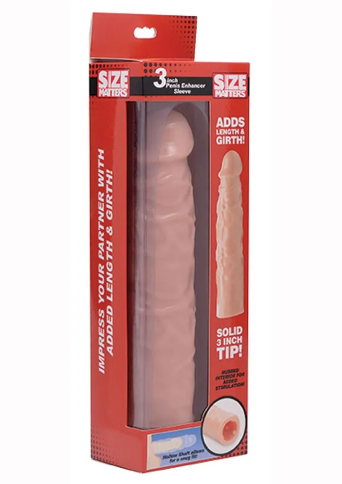 Male Sex Toys Size Matters Size Matters Penis Extender Sleeve 3in Vanila