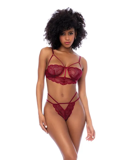 Mapale Anal Lace Underwire Top Thong 2 pc Set Rosewood LXL