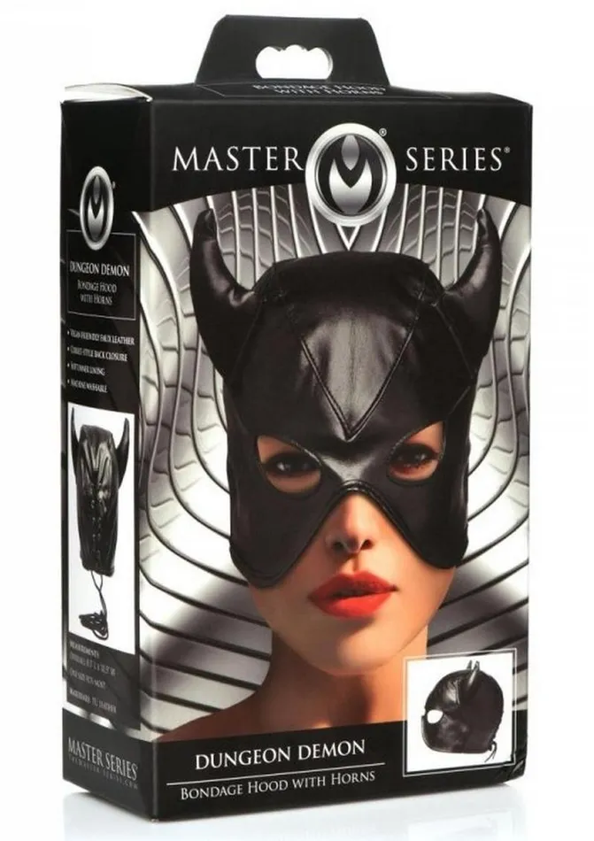 Master Series Couples Master Series Dungeon Demon Bondage Hood with Horns