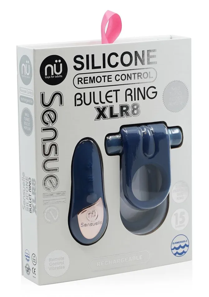 Nu Sensuelle Male Sex Toys Nu Sensuelle Silicone Bullet Ring Xlr8 Rechargeable Vibrating Cock Ring with Remote Control