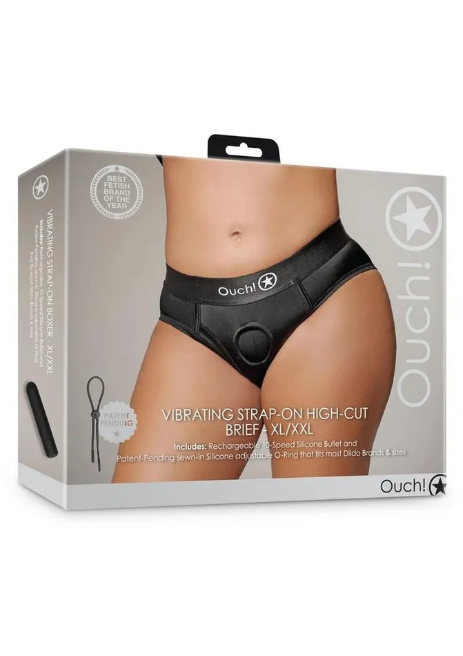 Ouch Female Sex Toys Ouch Vibrating StrapOn HighCut Brief Rechargeable