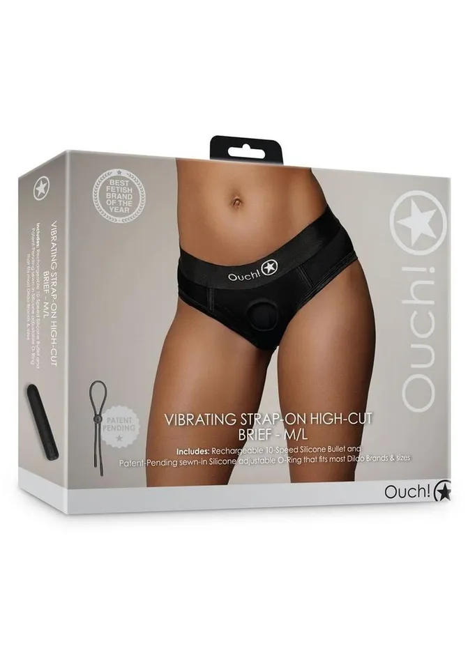 Ouch Female Sex Toys Ouch Vibrating StrapOn HighCut Brief Rechargeable