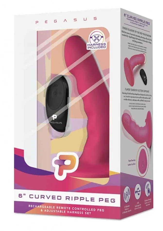 Pegasus Female Sex Toys Pegasus Curved Ripple Peg Rechargeable Dildo with Remote Control