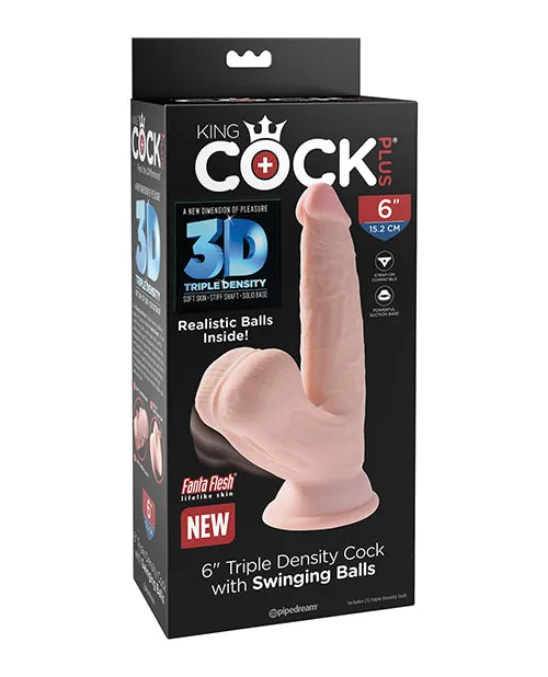 Pipedream Products King Cock Plus 6 Triple Density Cock with Swinging Balls Ivory Dildos