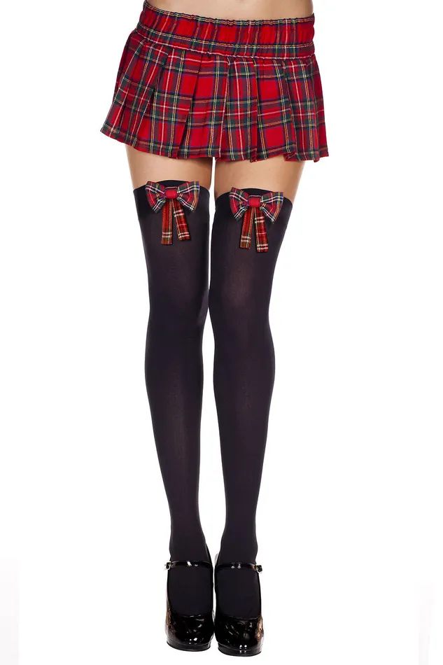 Plaid Bow ThighHigh Music Legs Vibrators