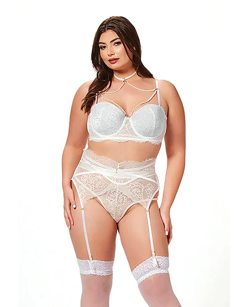 Plus Size Plus Size White Lace Pearl Bra Set 3X4X Seven til Midnight Costume