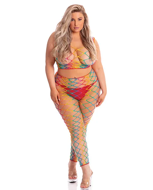 Plus Size Rene Rofe Plus Size Roy G Biv Rainbow Bodystocking