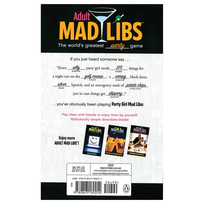 Price Stern Sloan Adult Mad Libs Party Girl Price Stern Sloan Vibrators