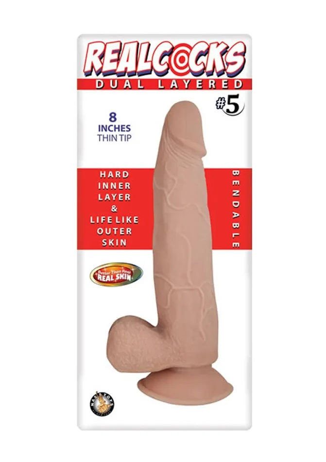 Realcocks Dildos Realcocks Dual Layered 5 Bendable Dildo Thin Tip