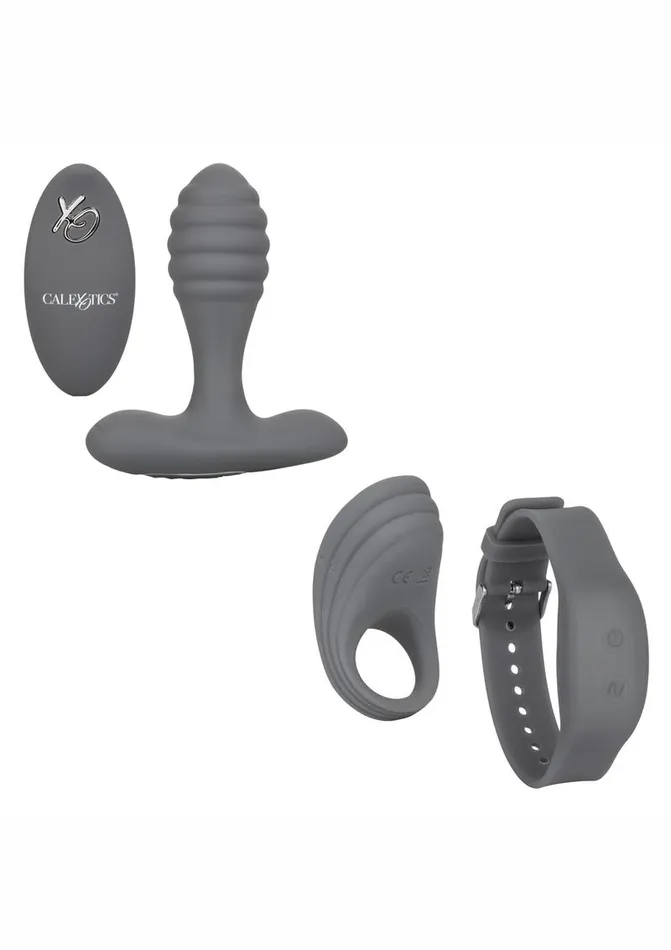 Remote Controlled Vibes Calexotics Silicone Adventure Set Anal Plug Kit with Remote Control Male Sex Toys