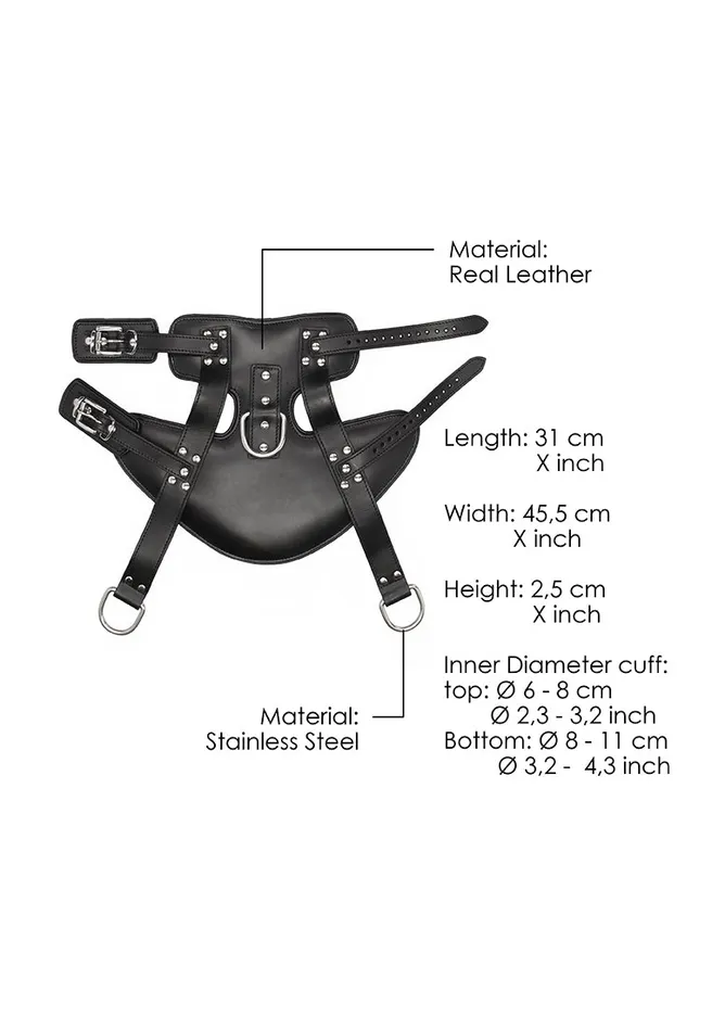 Restraints Shots America Suspension Cuffs Saddle Leather Heavy Duty Black