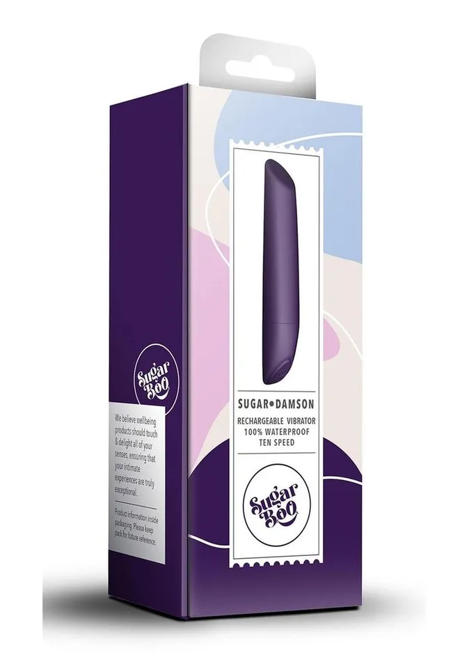 Rocks Off Female Sex Toys Sugarboo Sugar Damson Rechargeable Silicone Vibrator Bullet