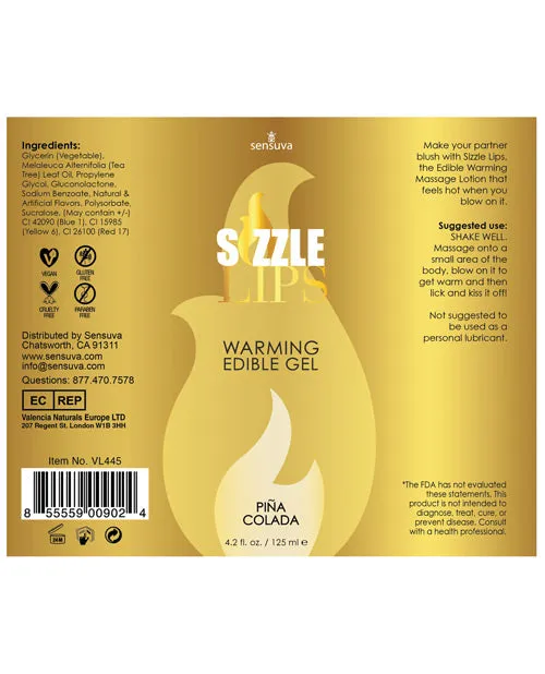 Sensuva Valencia Naturals Enhancers Sizzle Lips Warming Gel 42 oz Pina Colada