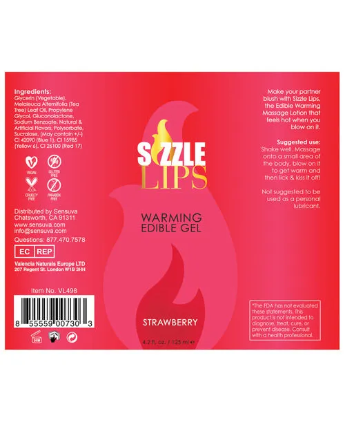 Sensuva Valencia Naturals Sizzle Lips Warming Gel 42 oz Strawberry Enhancers