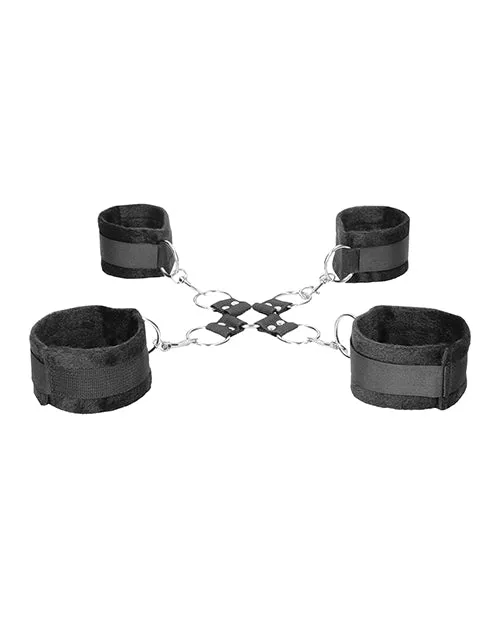 Shots America LLC Anal Black White Velcro Hogtie Hand Ankle Cuffs Black