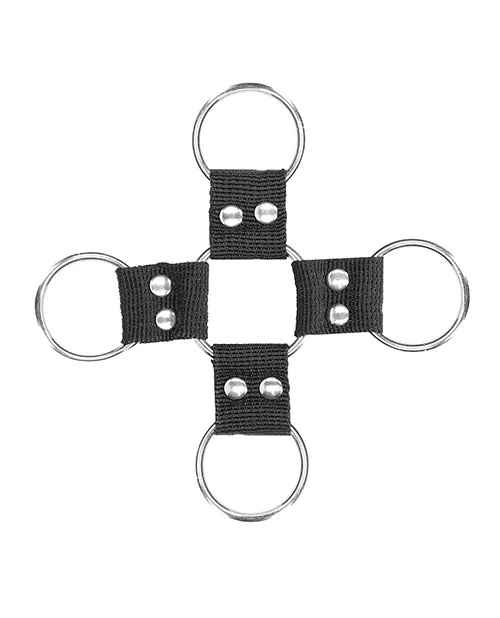 Shots America LLC Anal Black White Velcro Hogtie Hand Ankle Cuffs Black