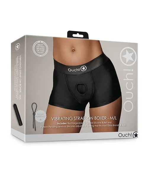 Shots America LLC Anal Shots Ouch Vibrating Strap On Boxer Black Ml