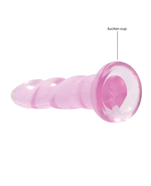 Shots America LLC Dildos Realrock Crystal Clear 7 Rippled Dildo Pink