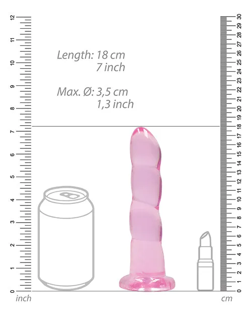 Shots America LLC Dildos Realrock Crystal Clear 7 Rippled Dildo Pink