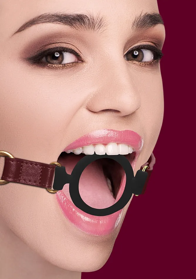 Shots America Ouch Halo Silicone Ring Gag Burgundy Couples