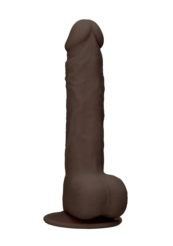 Shots America Silicone Dildo With Balls 24 Cm Brown Female Sex Toys