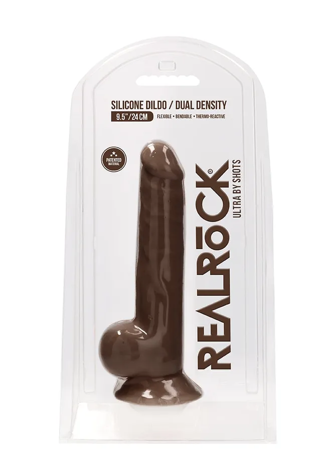 Shots America Silicone Dildo With Balls 24 Cm Brown Female Sex Toys