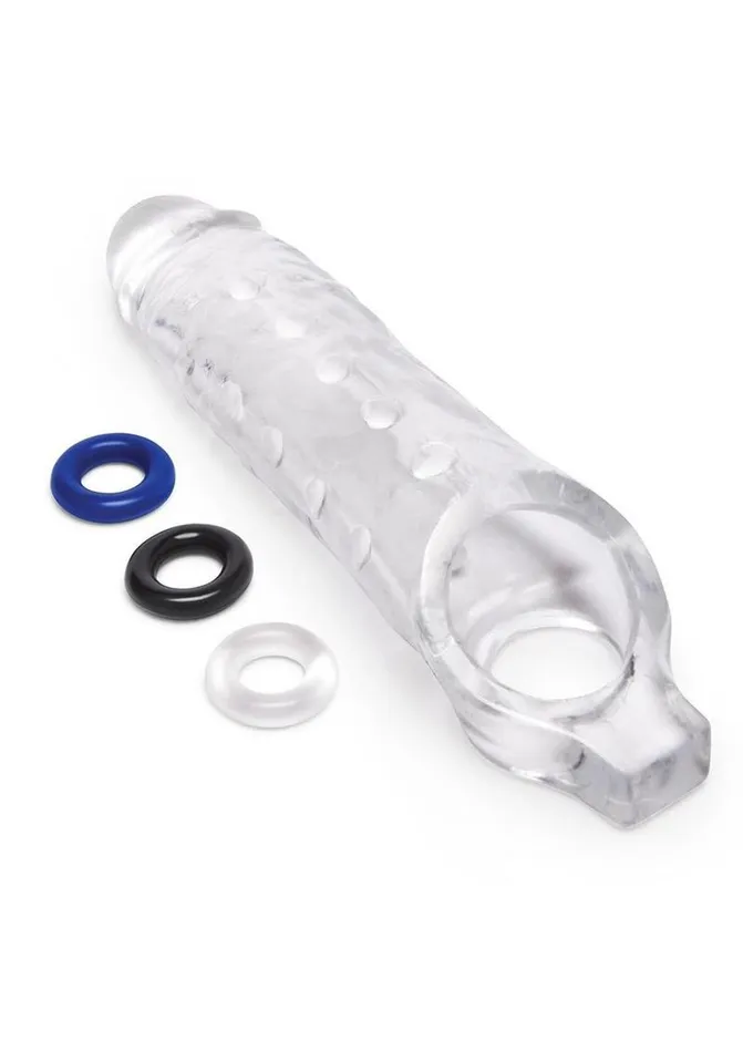 Size Up Studded Clear View Penis Extender with Ball Loop Size Up Male Sex Toys