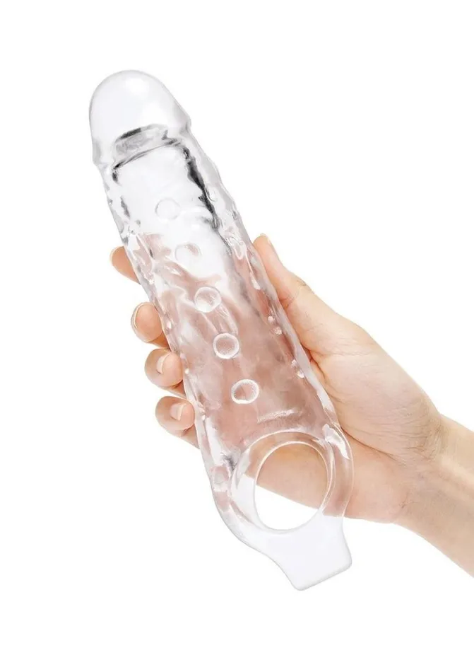 Size Up Studded Clear View Penis Extender with Ball Loop Size Up Male Sex Toys