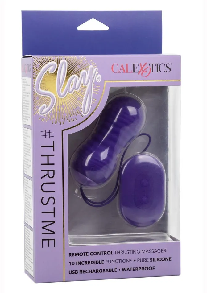 Slay Thrustme Silicone Rechargeable Thrusting Rotating Vibrator with Remote Slay Female Sex Toys