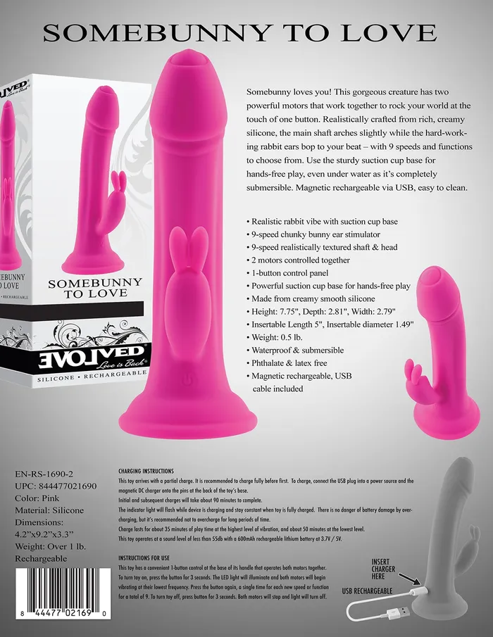 Somebunny To Love Realistic Rabbit Vibe With Suction Cup Base Evolved Novelties Female Sex Toys