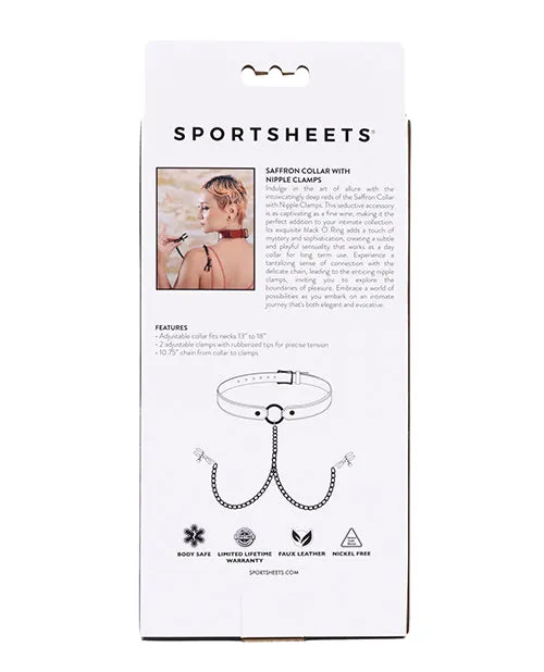 Sportsheets International Female Sex Toys Sportsheets Saffron Collar with Chain Nipple Clamps