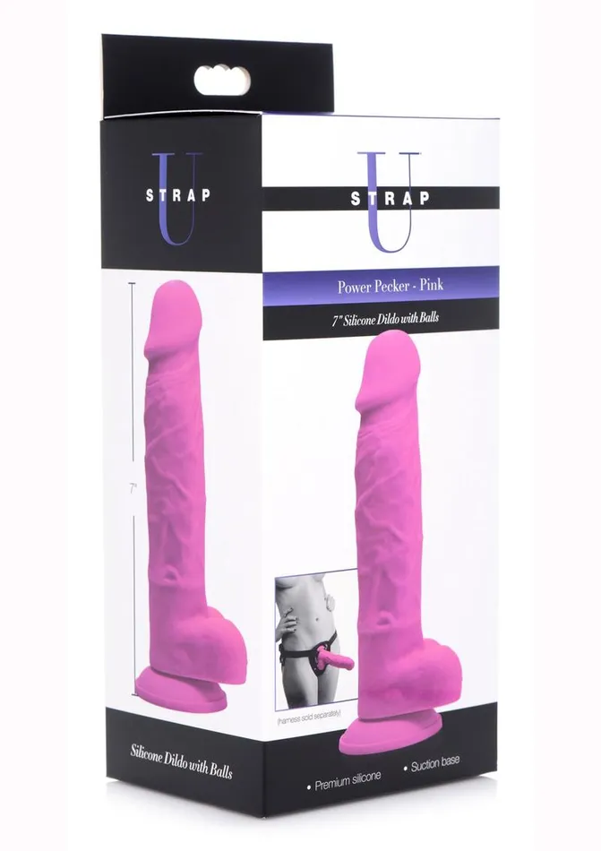 Strap U Power Pecker Silicone 7in Dildo with Balls STRAP U Female Sex Toys