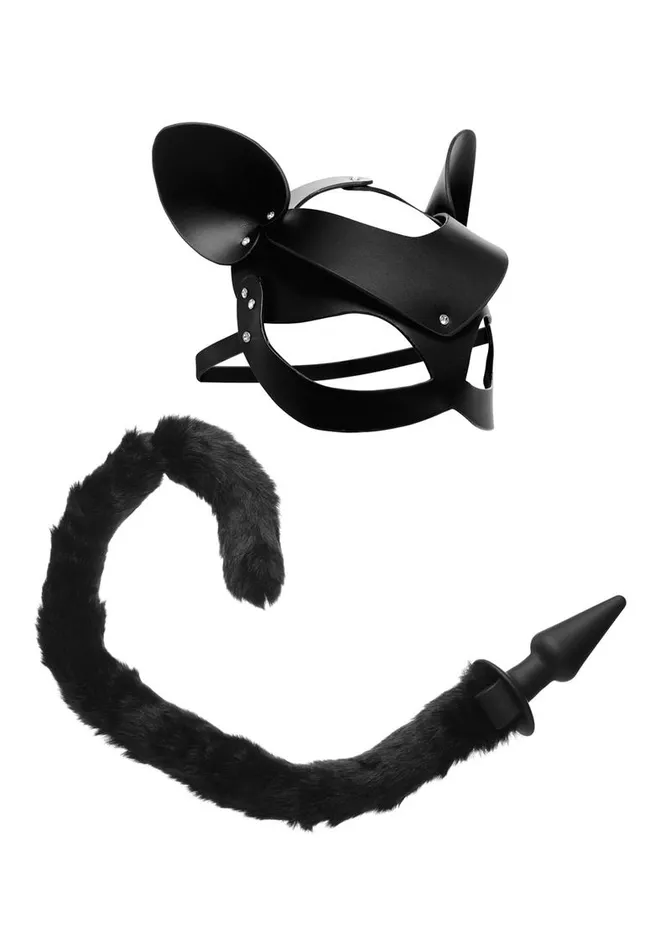 Tailz Black Cat Tail Anal Plug and Mask TAILZ Anal