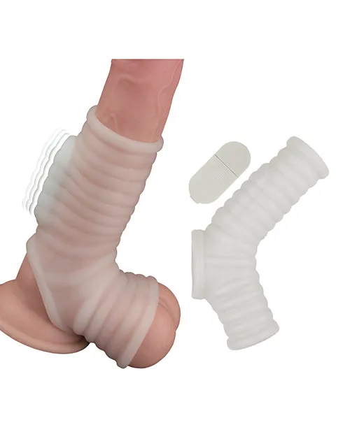 Vibrating Power Sleeve Ribbed Fit White Nasstoys Male Sex Toys