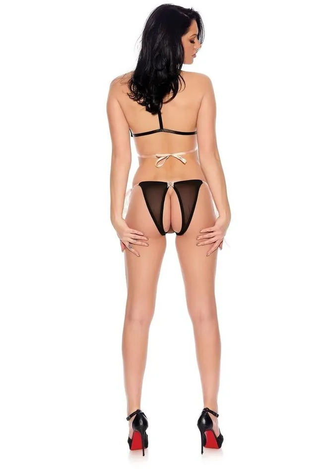 Vibrators Barely Bare Barely Bare TieUp Bralette and Open Panty
