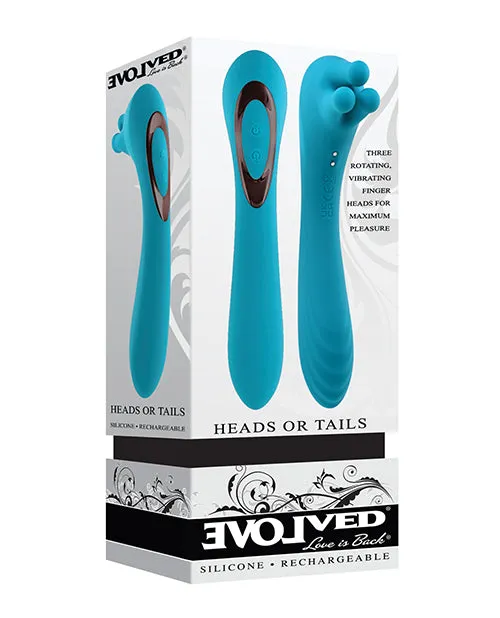 Vibrators Heads Or Tails Rechargeable Vibrator Teal Evolved Novelties INC