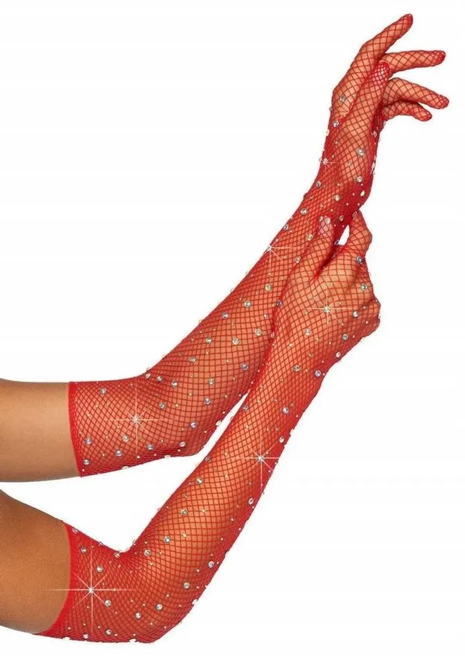 Vibrators Leg Avenue Leg Avenue Rhinestone Fishnet Opera Length Gloves