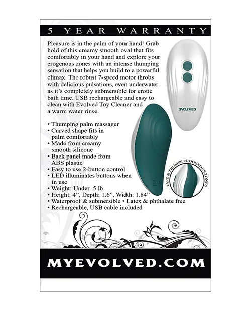 Vibrators Palm Pleasure Thumping Vibrator Teal Evolved Novelties INC