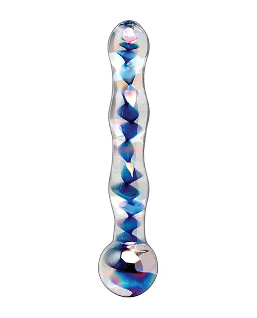 Vibrators Pipedream Products Icicles No 8 Glass Massager with Blue Swirls