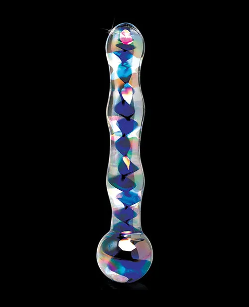 Vibrators Pipedream Products Icicles No 8 Glass Massager with Blue Swirls