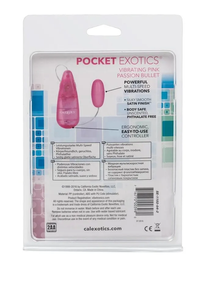 Vibrators Pocket Exotics Vibrating Pink Passion Bullet Pocket Exotics