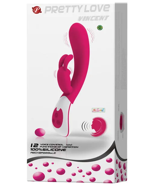 Vibrators Pretty Love Pretty Love Vincent Voice Controlled Rechargeable Rabbit 12Function