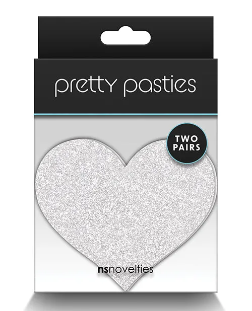 Vibrators Pretty Pasties Glitter Hearts RedSilver 2 Pair Ns Novelties INC