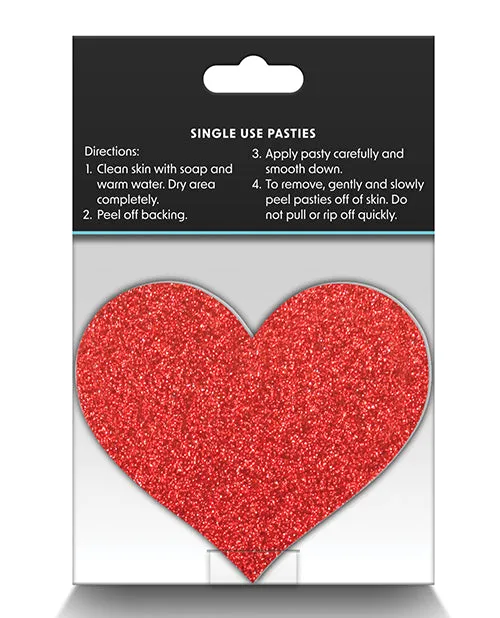 Vibrators Pretty Pasties Glitter Hearts RedSilver 2 Pair Ns Novelties INC