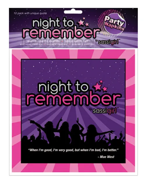 Vibrators Sassigirl Sassigirl Night to Remember Standard 65 Napkins 10pk