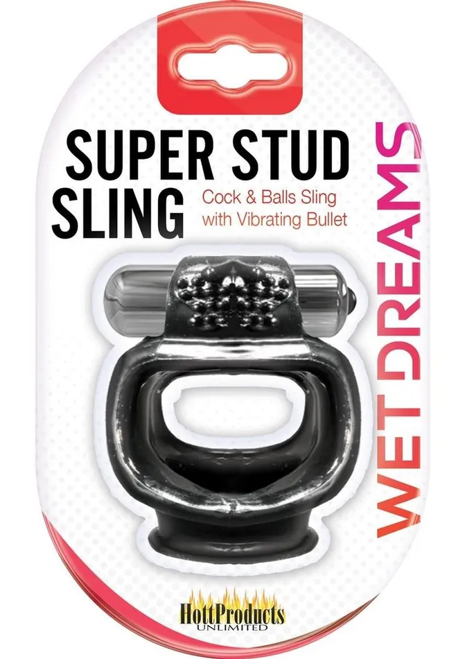 Wet Dreams Male Sex Toys Wet Dreams Super Stud Sling Silicone Vibrating Cock Ring Waterproof