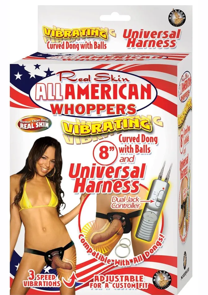 Whoppers Female Sex Toys All American Whoppers Vibrating Dildo with Harness