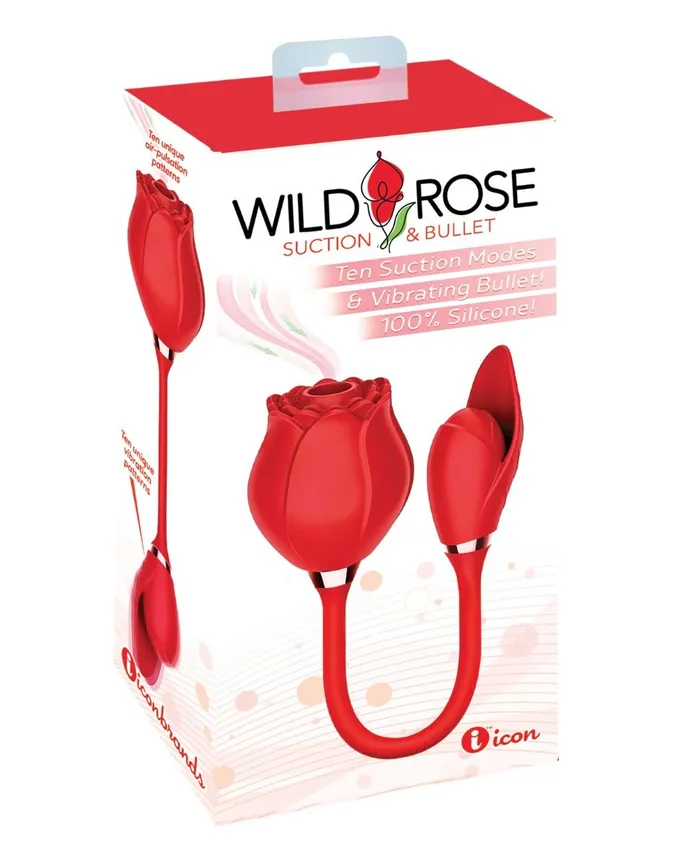 Wild Rose Suction Bullet Vibrator Red Icon Brands INC Vibrators