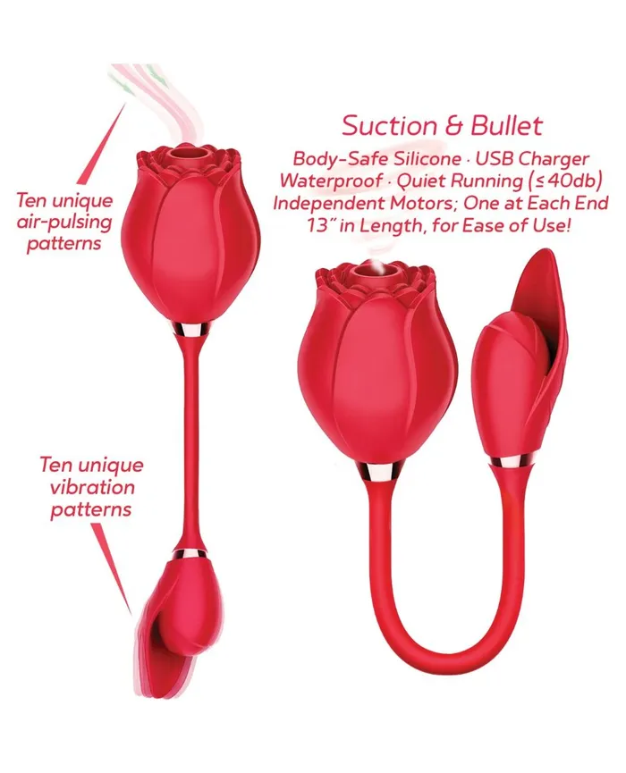 Wild Rose Suction Bullet Vibrator Red Icon Brands INC Vibrators