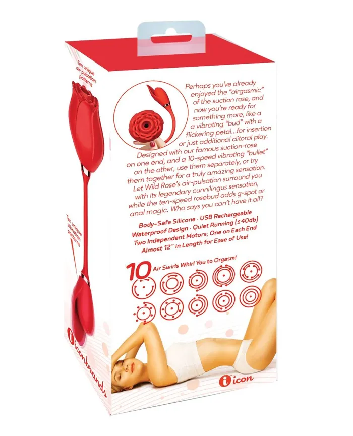 Wild Rose Suction Bullet Vibrator Red Icon Brands INC Vibrators